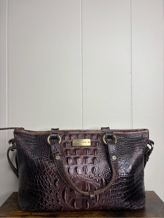 Brahmin Handbags - BRAHMIN ASHER SHOULDER PURSE BAG COCOA MELBOURNE LEATHER CROCODILE EMBOSSED